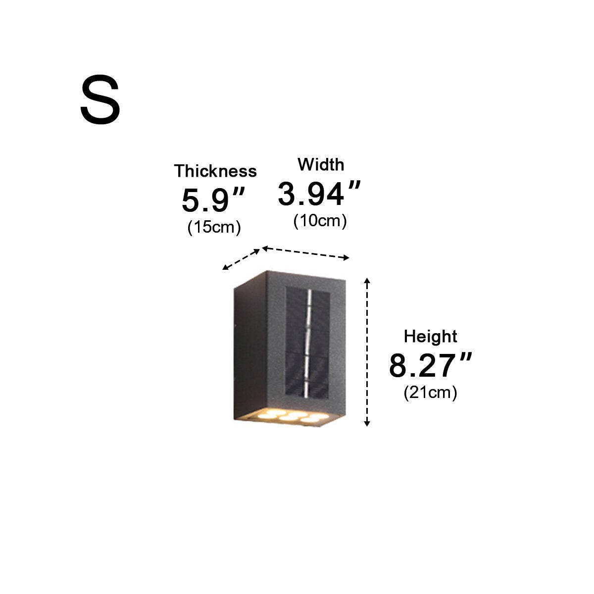 Aplique de pared exterior Kahela – tamaño 21 cm con medidas