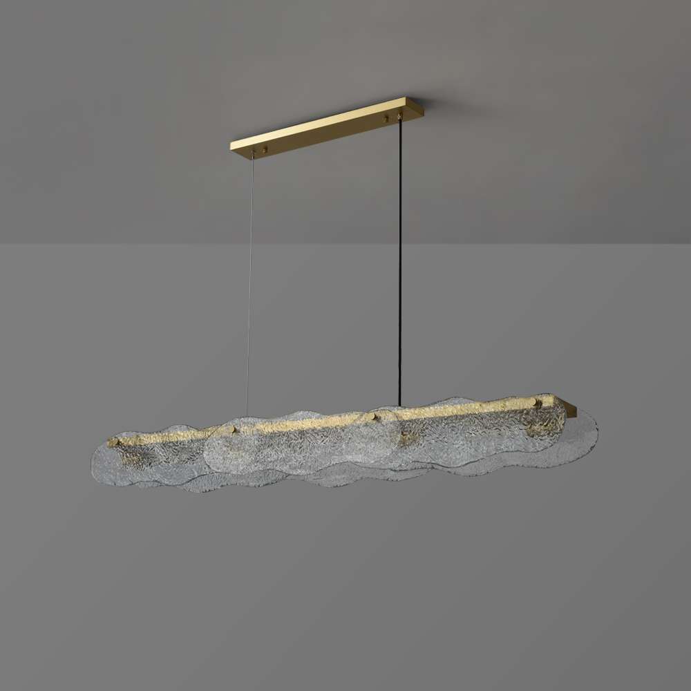 Brumara - Lámpara Colgante Lineal de Cristal Ondulado Soplado y Latón
