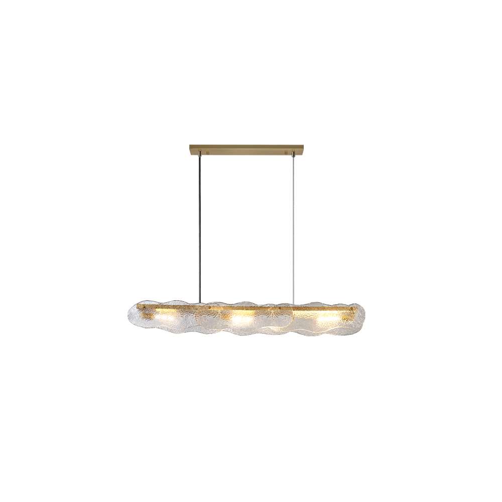 Lámpara colgante lineal de cristal ondulado Brumara – L 90 cm con cable regulable