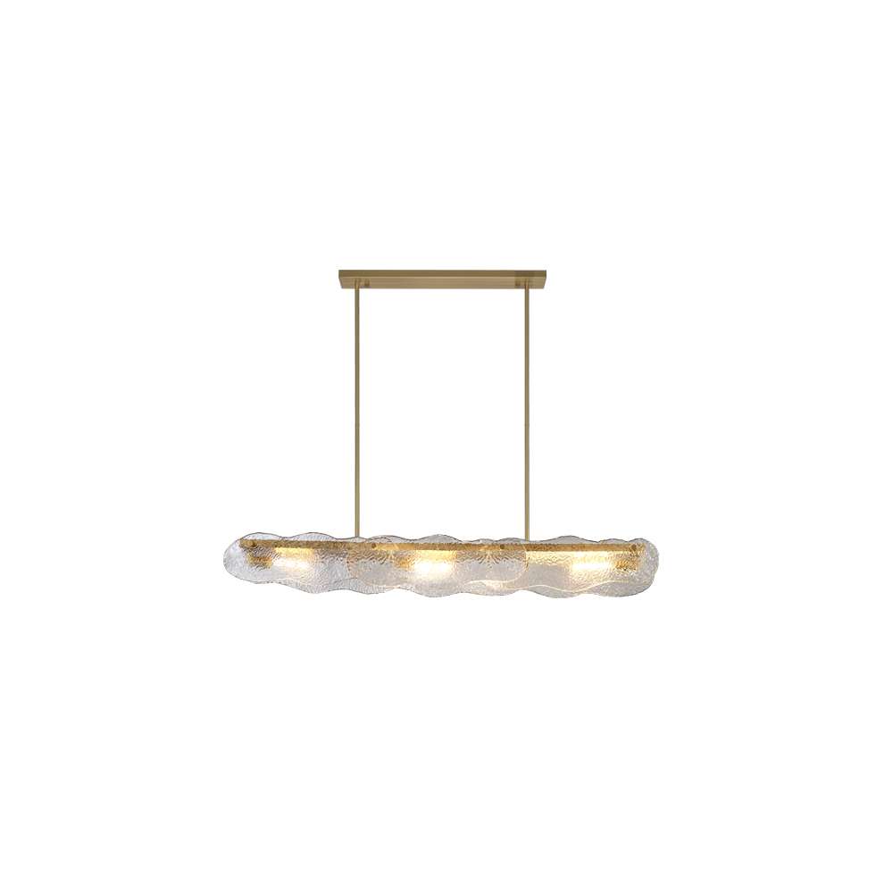Lámpara colgante lineal de cristal ondulado Brumara – L 90 cm con varilla