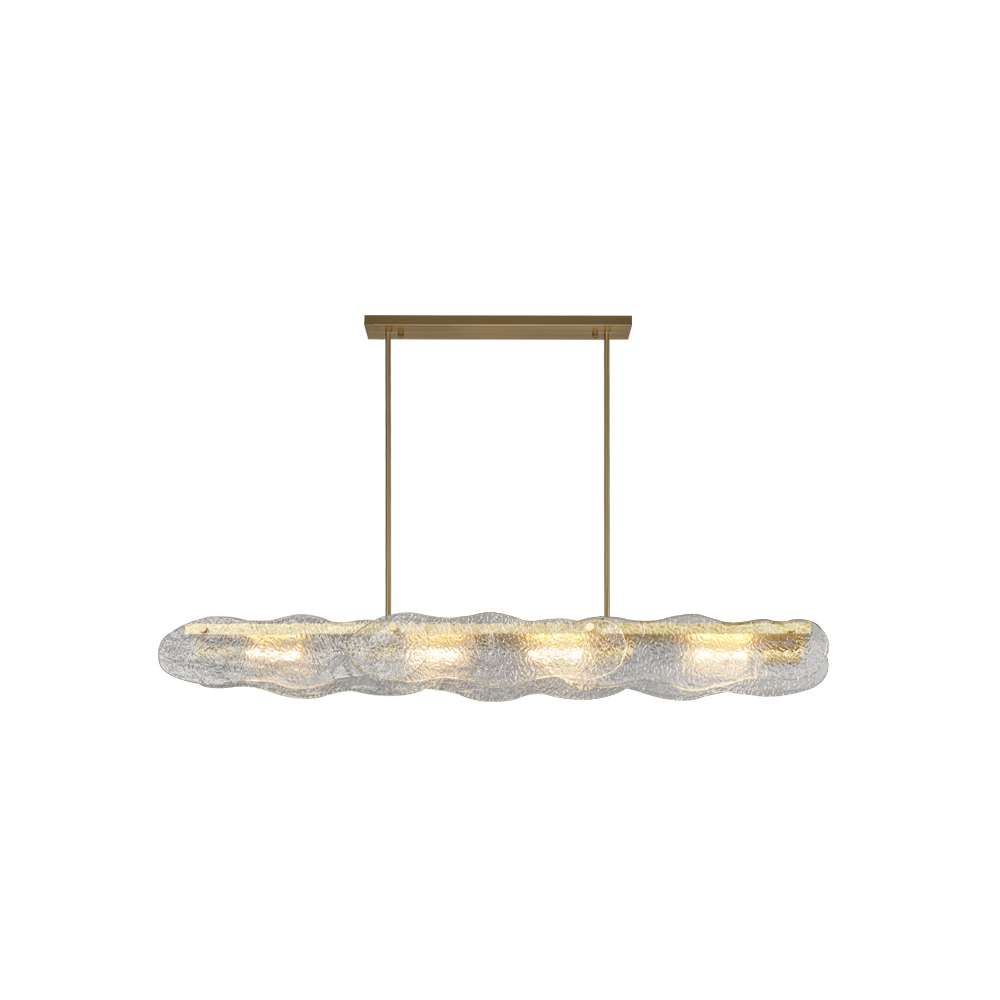 Lámpara colgante lineal de cristal ondulado Brumara – L 128 cm con varilla