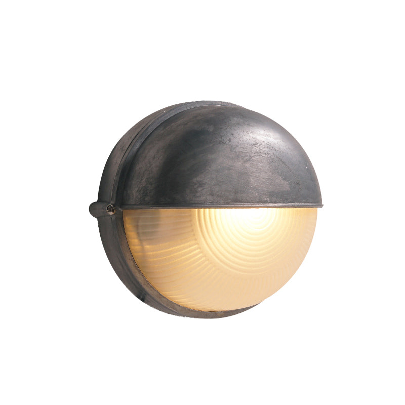Aplique de pared exterior estilo marinero Molara – redondo con visera en plata