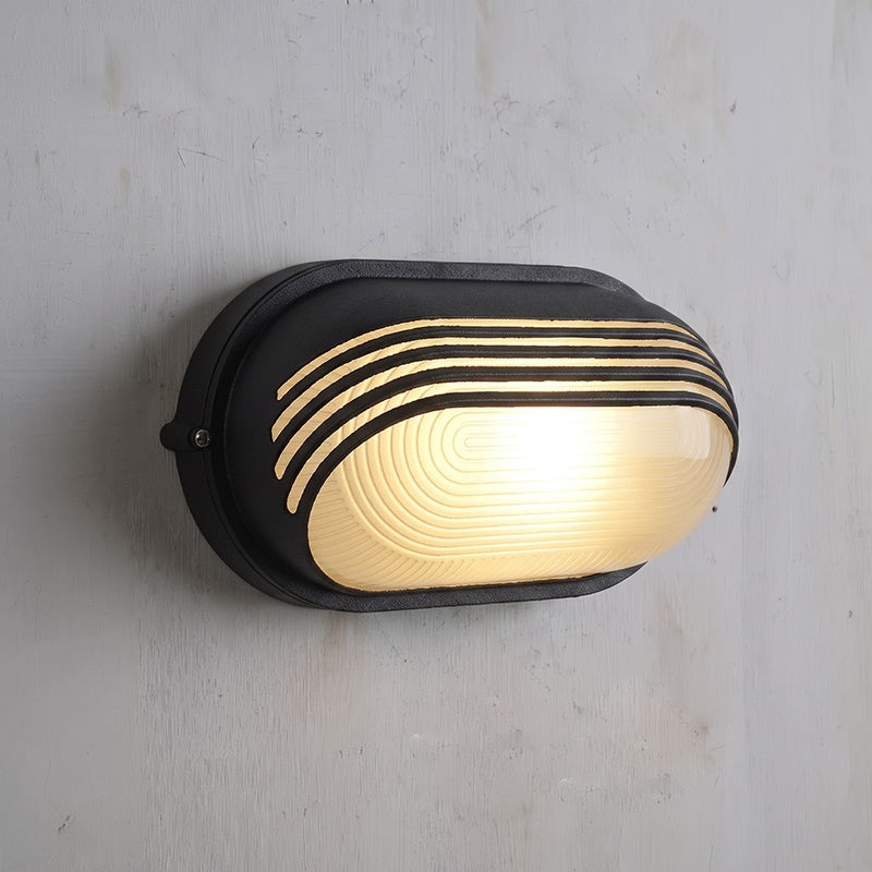 Aplique de pared exterior estilo marinero Molara – ovalado con lamas en negro