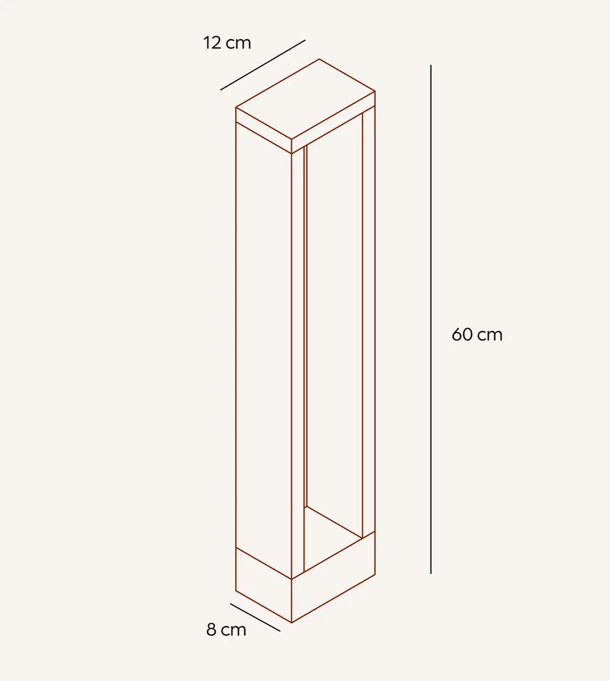 Baliza de jardín LED Nadira – dibujo con medidas