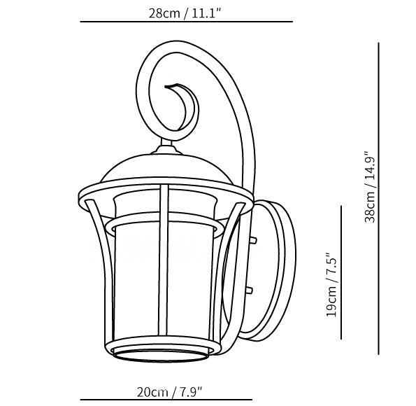 Aplique de pared exterior Naveda – dibujo con medidas