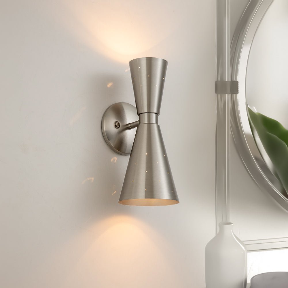 Aplique de pared de doble cono Nébula – acabado níquel