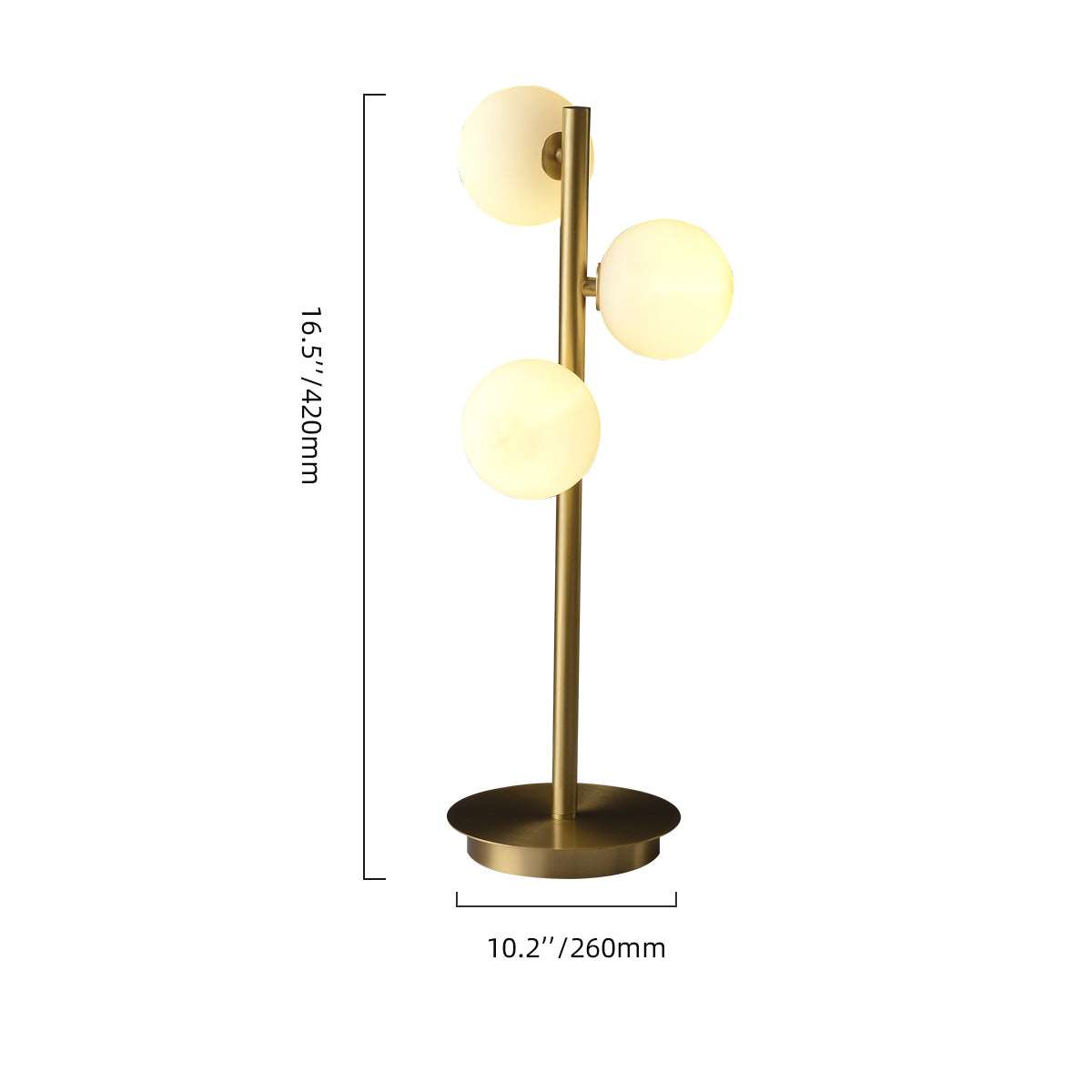 Lámpara de mesa de latón Trivola – medidas 26 × 42 cm