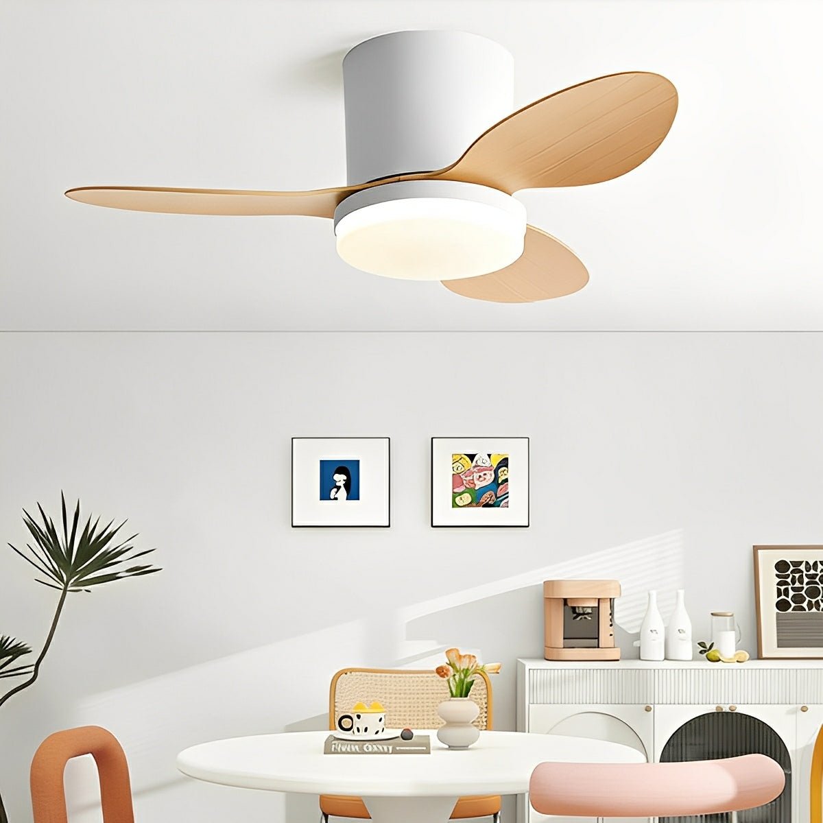 Ventilador de techo con luz Ivelda en un salón nórdico – imagen 3