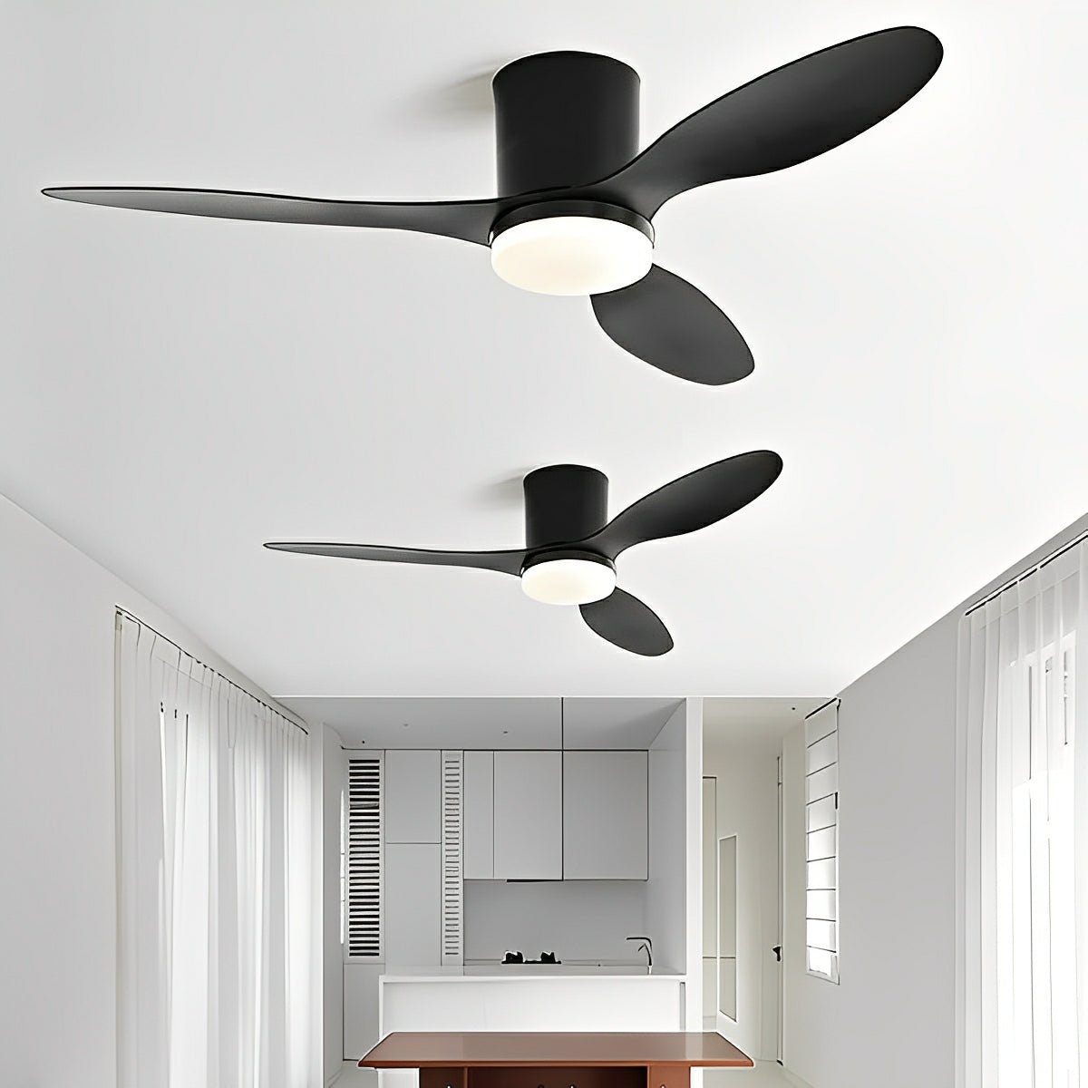 Ventilador de techo con luz Ivelda en un salón nórdico – imagen 5