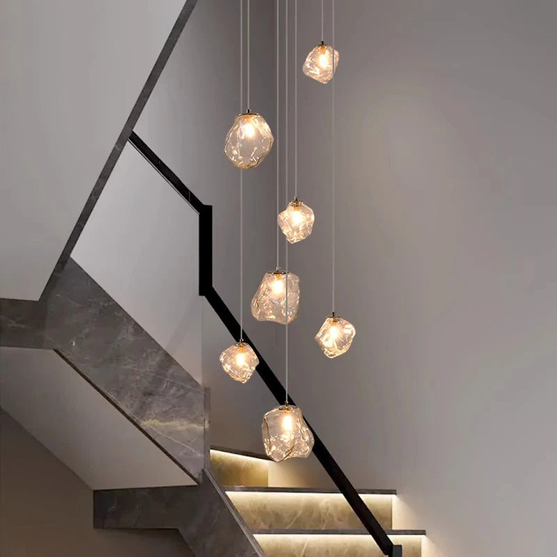 Lámpara araña para escalera Escalina – 7 luces transparente