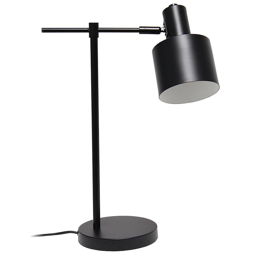 Lámpara de mesa de metal tipo flexo Norelo – acabado negro con el foco orientado hacia abajo