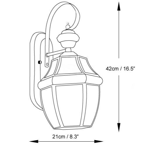 Farol de pared exterior Nurilla – dibujo con medidas