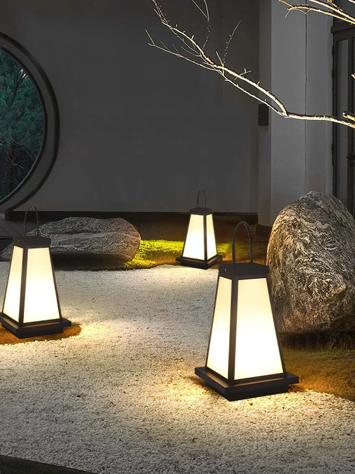 Farol de suelo exterior Nuvaro en una terraza al anochecer – imagen 15