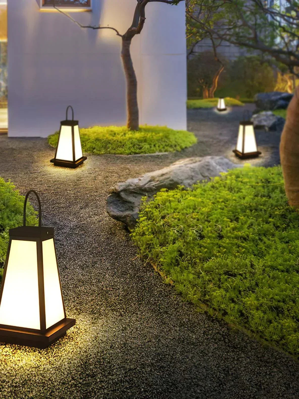 Farol de suelo exterior Nuvaro en una terraza al anochecer – imagen 18