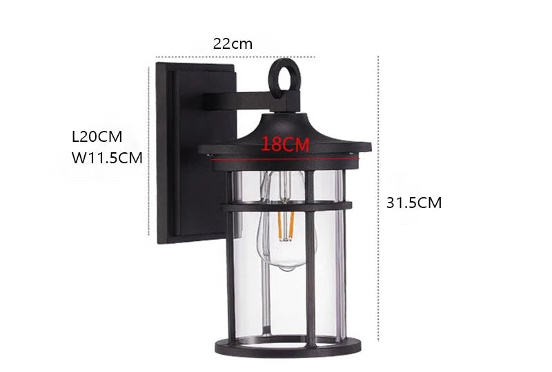 Farol de pared exterior Nyrena – dibujo con medidas