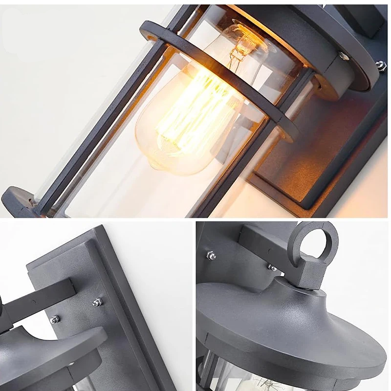 Farol de pared exterior Nyrena – detalles del soporte y la tapa