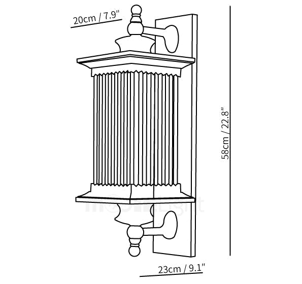 Farol de pared exterior Nyvela – medidas del farol
