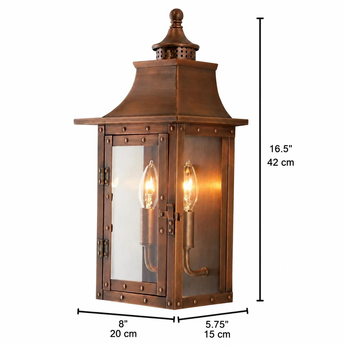 Farol de pared exterior Ocandia – con medidas