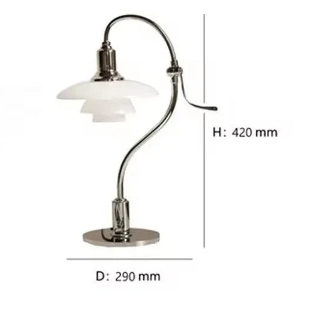 Lámpara de mesa de cristal opal Oriela – cromada con medidas
