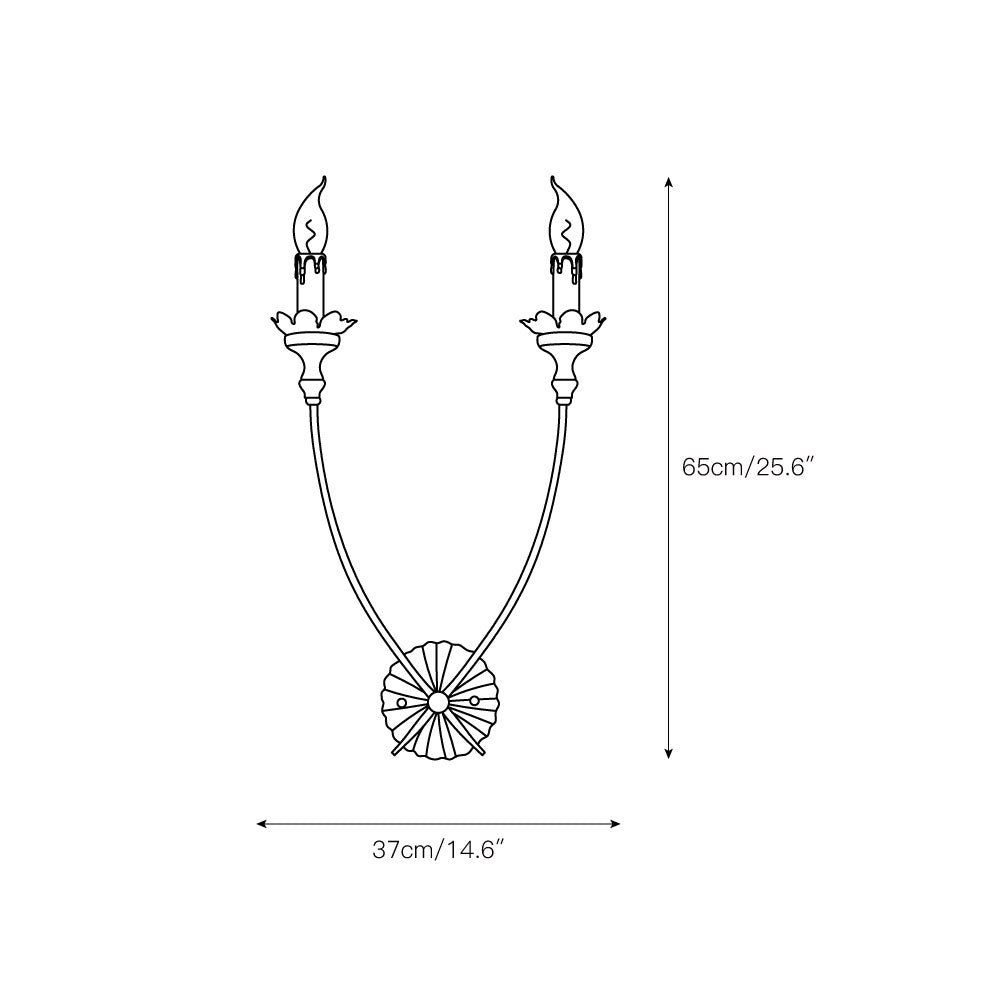 Aplique de pared vintage de dos velas Oscela – medidas en centímetros