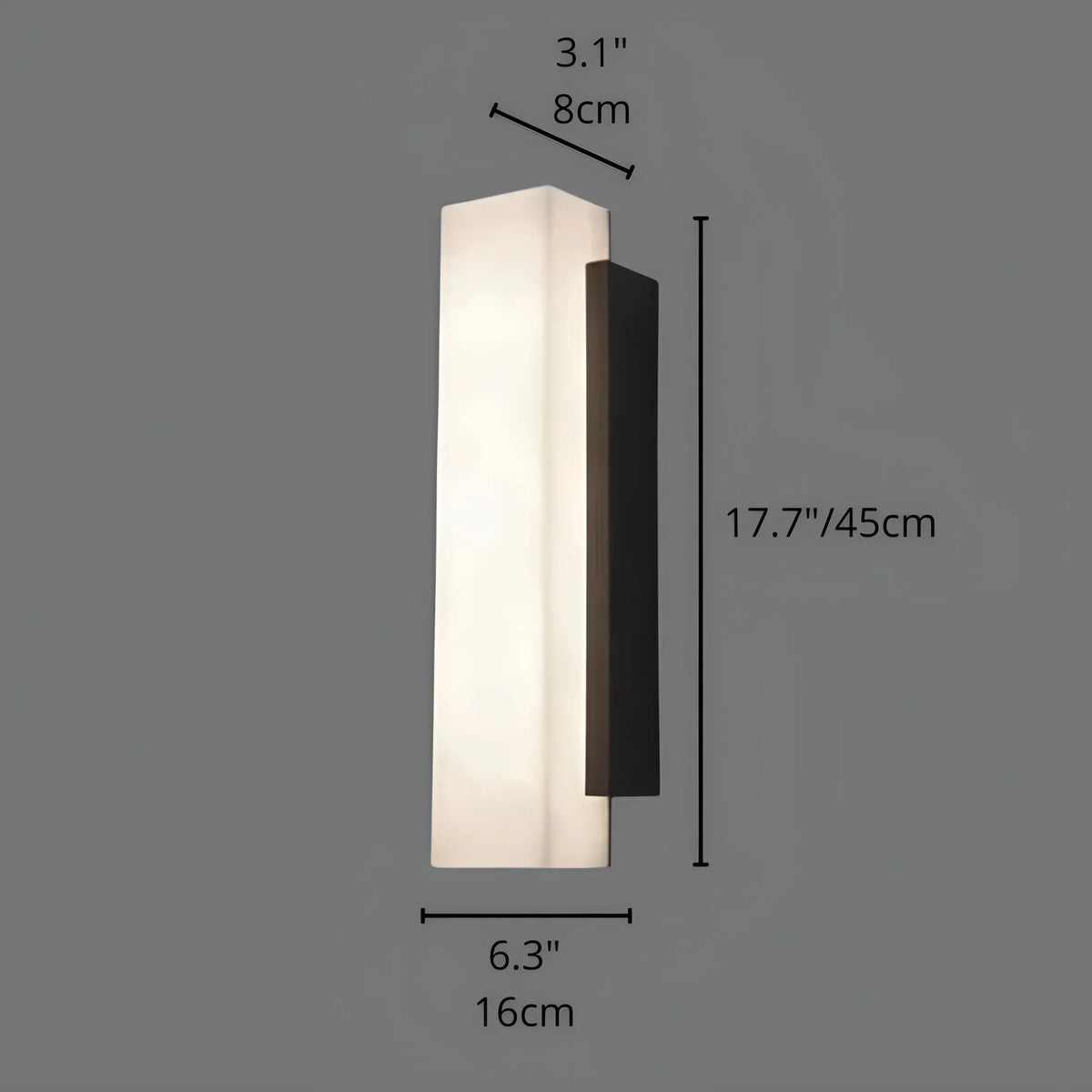 Aplique de pared exterior Odalba – medidas del modelo de 45 cm