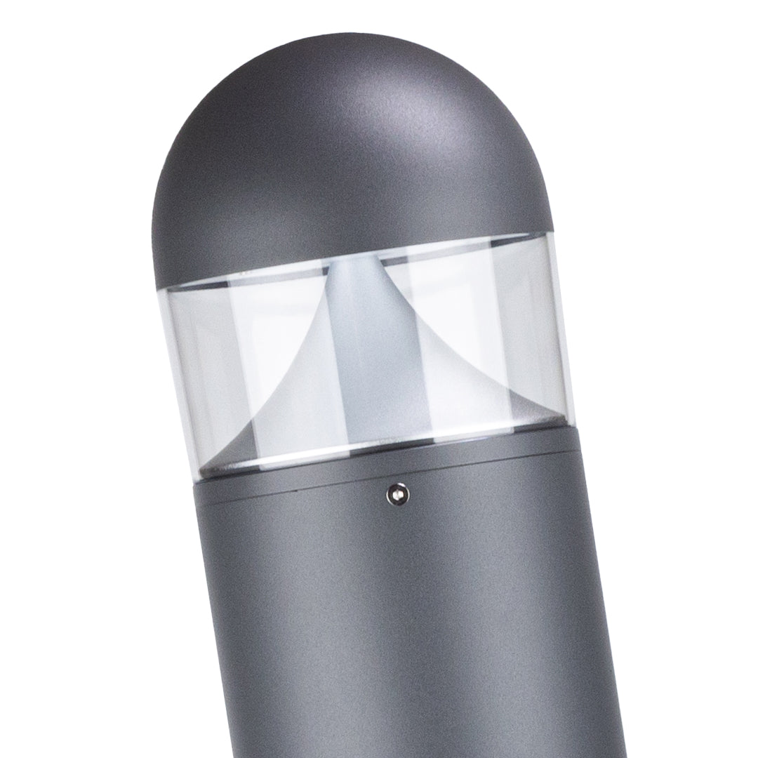 Baliza de jardín LED Olbera – detalle del remate redondo y el difusor