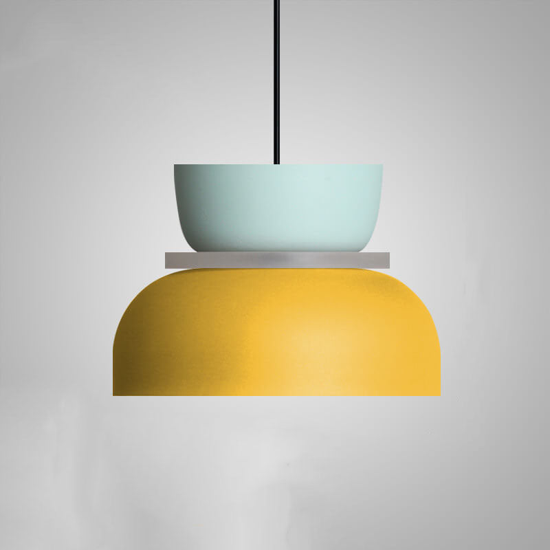 Lámpara colgante nórdica bicolor Bitona – turquesa y amarillo