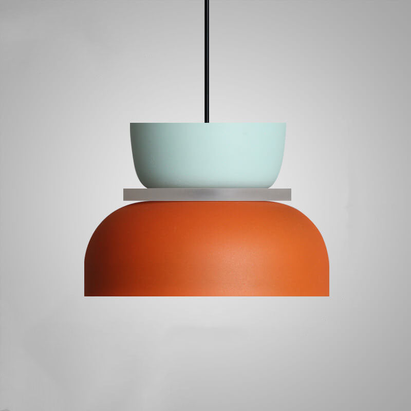 Lámpara colgante nórdica bicolor Bitona – turquesa y naranja