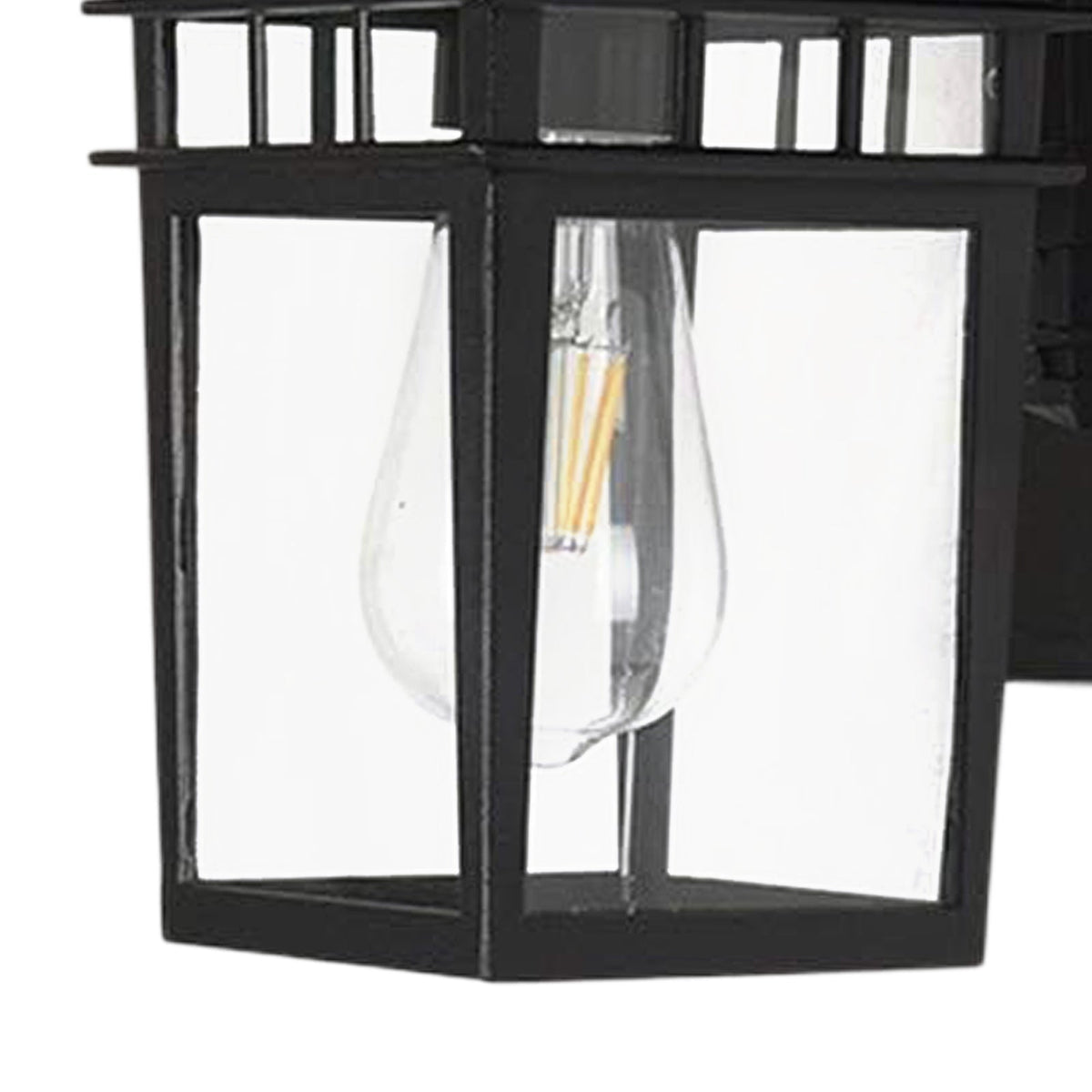 Aplique de pared exterior Varola farol negro – detalle del cristal transparente