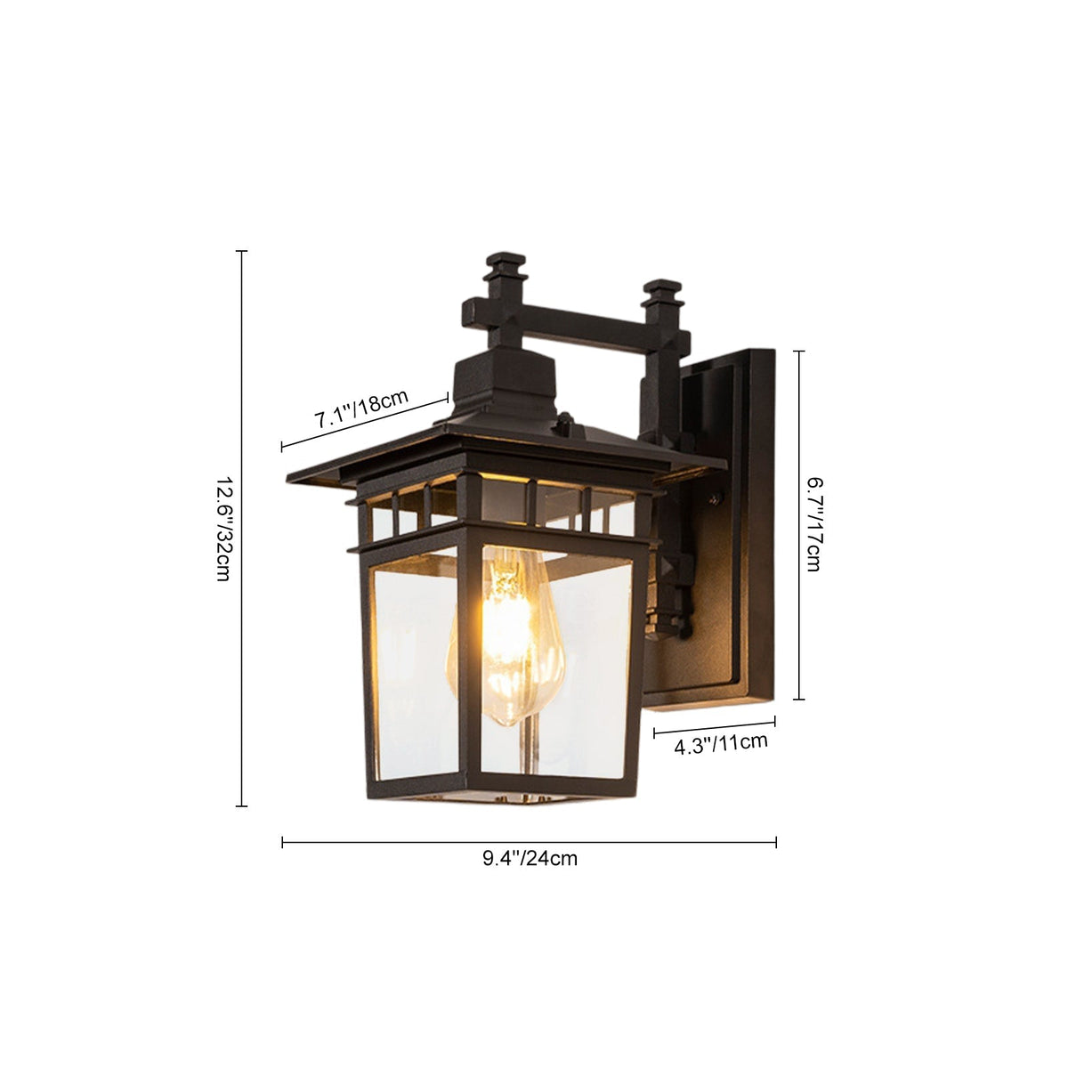 Aplique de pared exterior Varola farol negro – medidas del tamaño pequeño