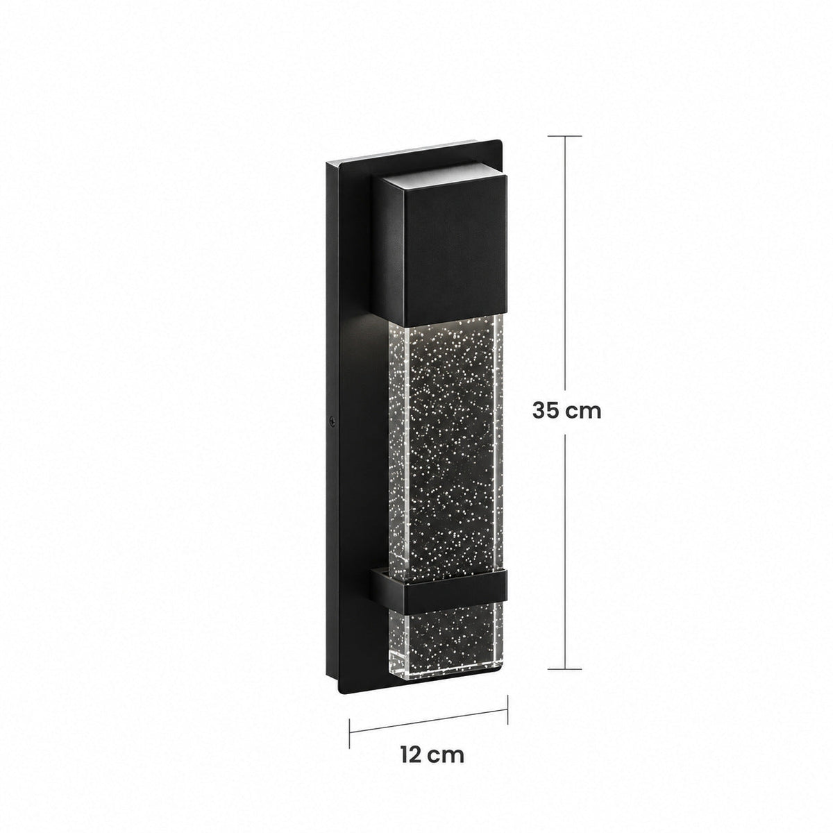 Aplique de pared exterior Yestrela con cristal de burbujas – medidas de 35 × 12 cm