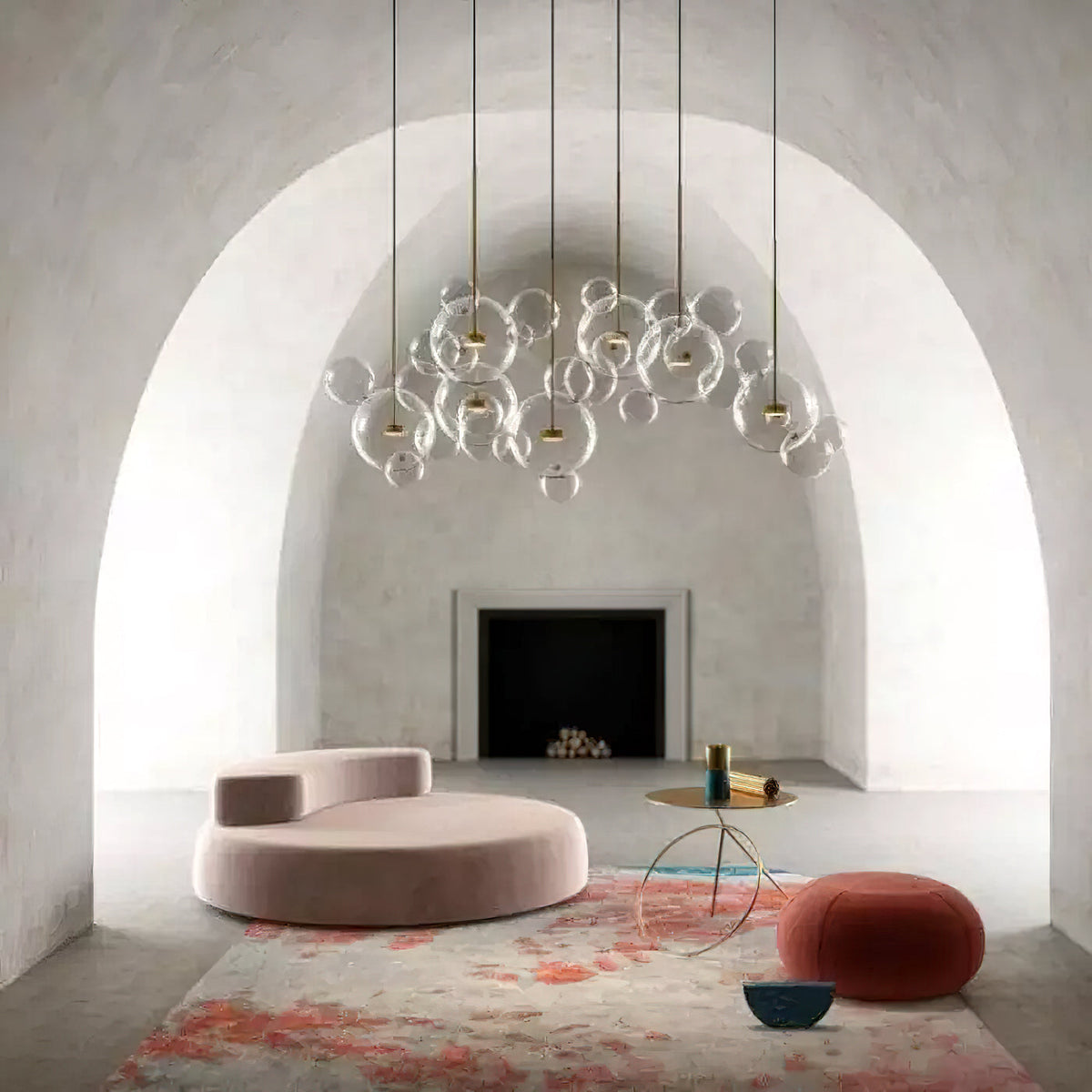 Lámpara colgante de esferas de cristal Perlada en un salón luminoso – imagen 13