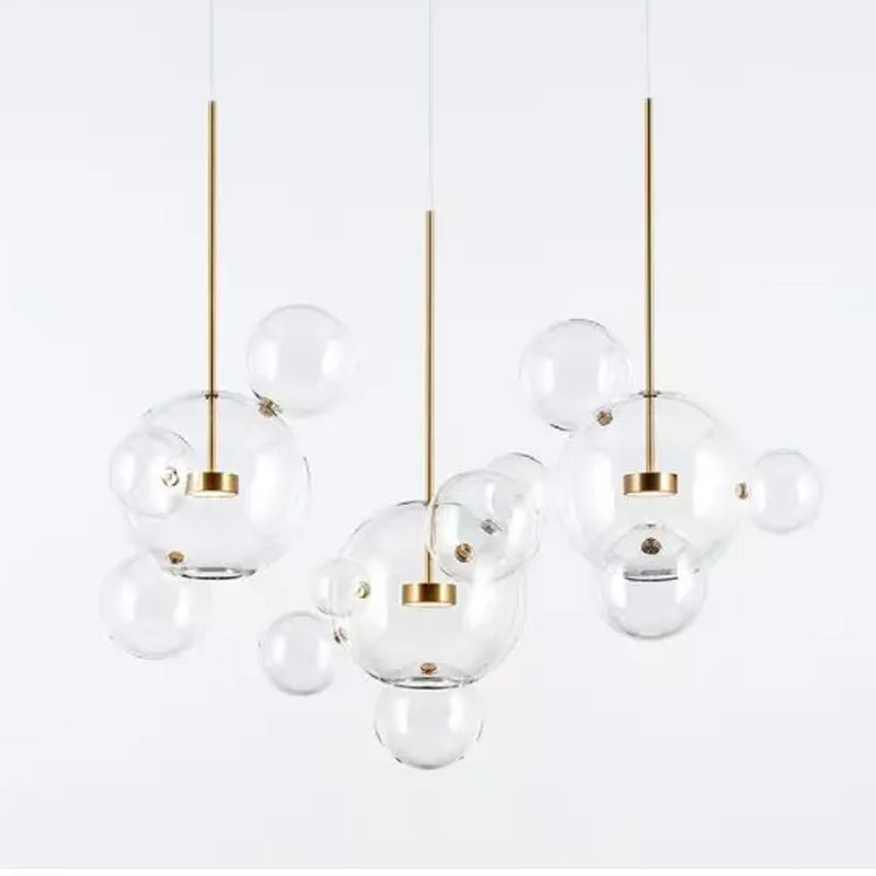 Lámpara colgante de esferas de cristal Perlada – 14 esferas plafón rectangular