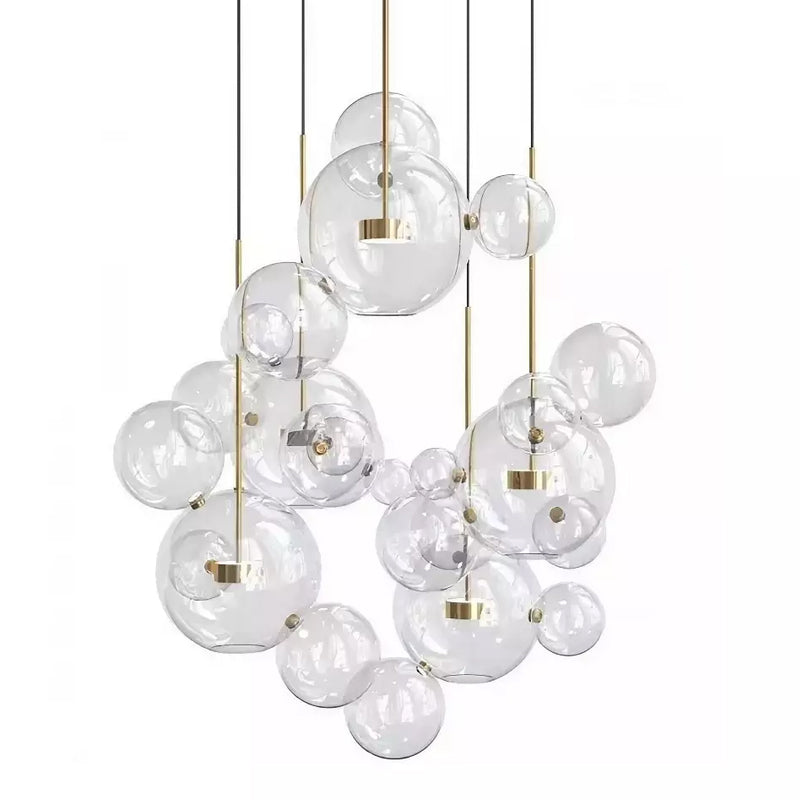 Lámpara colgante de esferas de cristal Perlada – 24 esferas plafón redondo