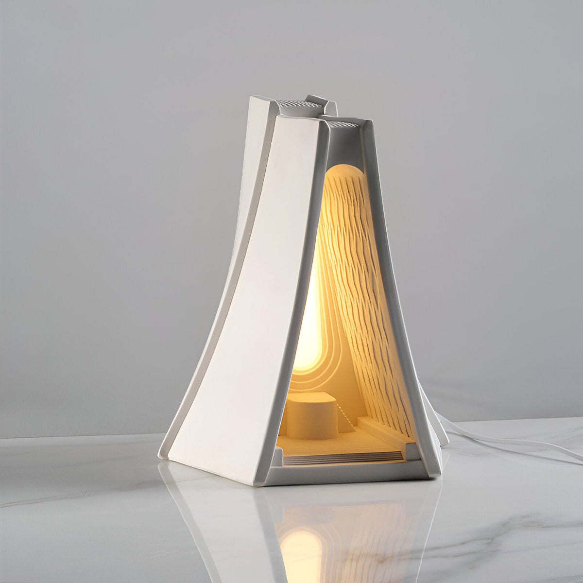 Lámpara de mesa LED de yeso Gesela – vista lateral encendida