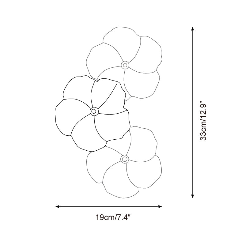 Aplique de pared con flores de cristal Pomelia – medidas del modelo de 33 cm