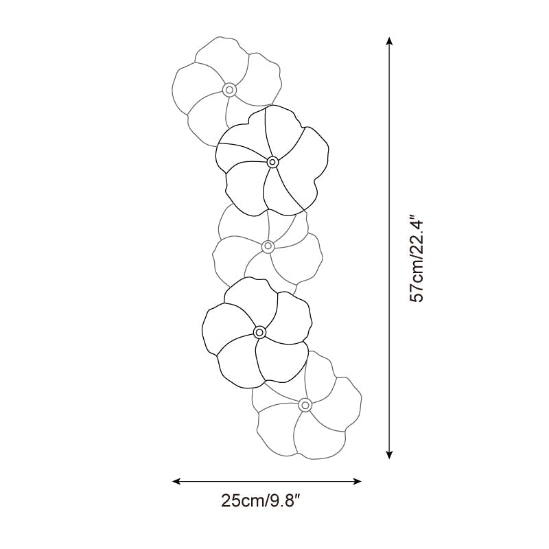 Aplique de pared con flores de cristal Pomelia – medidas del modelo de 57 cm