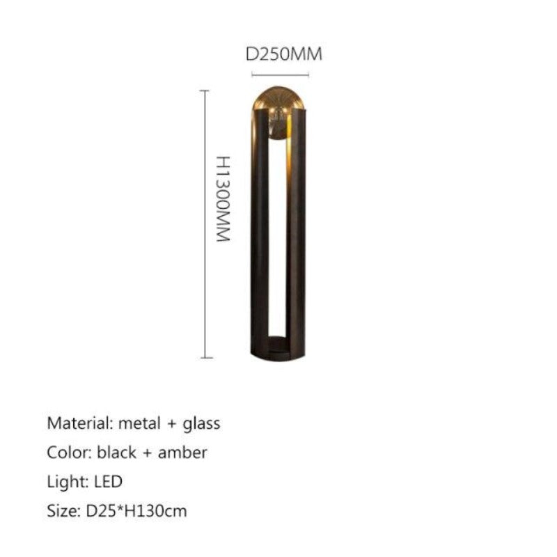 Lámpara de pie columna Velatra – esquema con medidas de Ø 25 por 130 cm