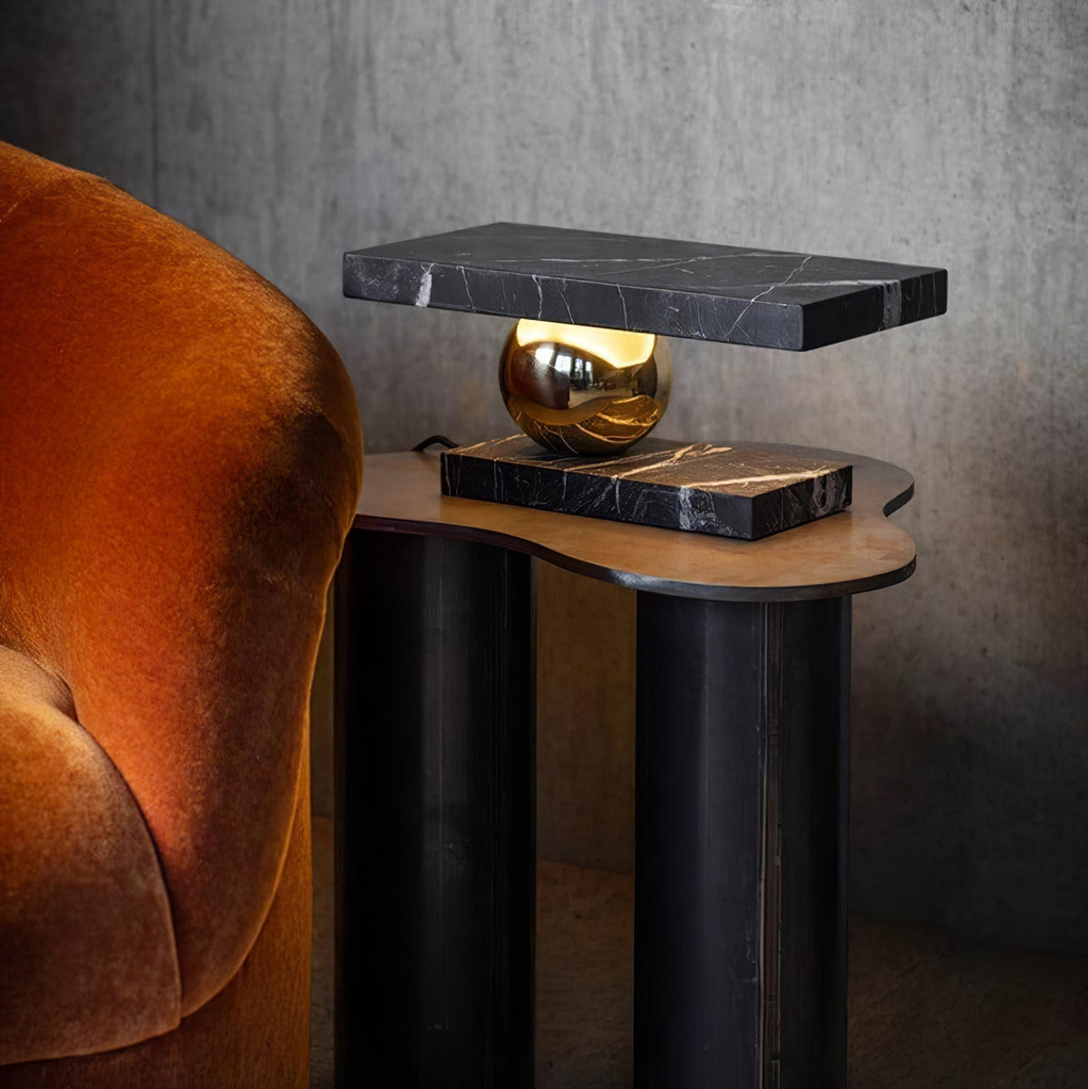 Lámpara de mesa de mármol Quasara – versión en mármol negro