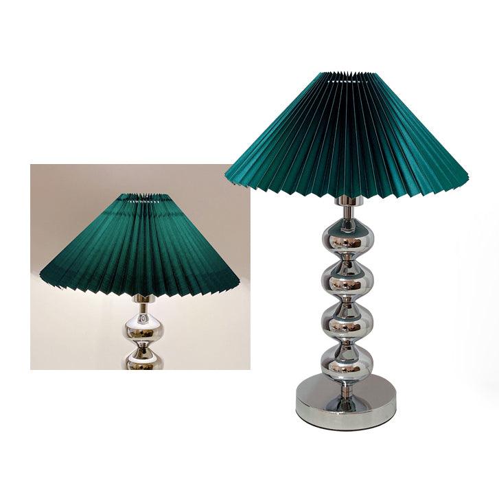 Lámpara de mesa plisada Quisela – pantalla plisada verde azulado