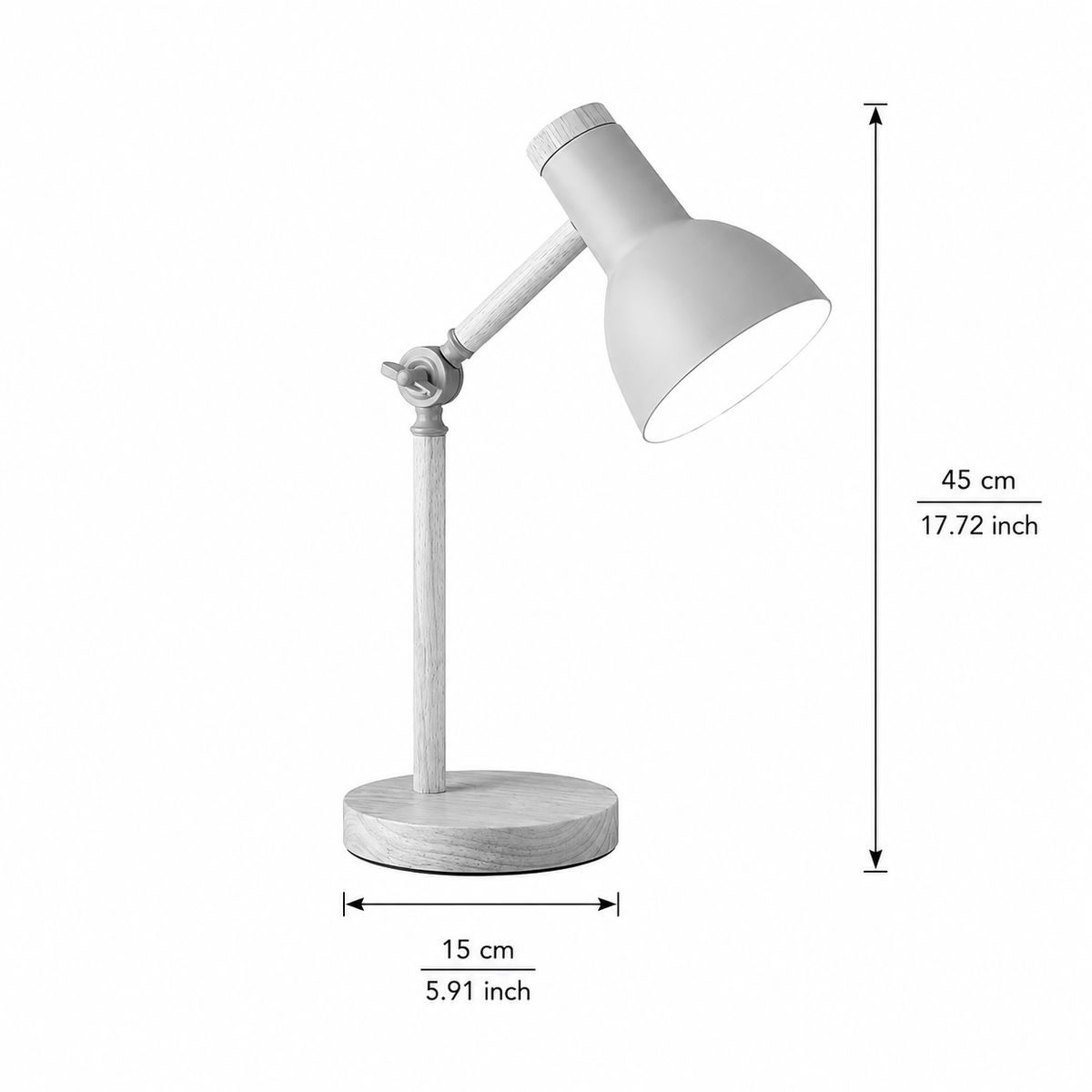 Lámpara de escritorio articulada Ramela – medidas: 45 cm de alto y base de 15 cm