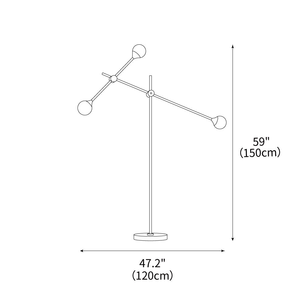 Lámpara de pie dorada Ramolva – medidas 120 x 150 cm