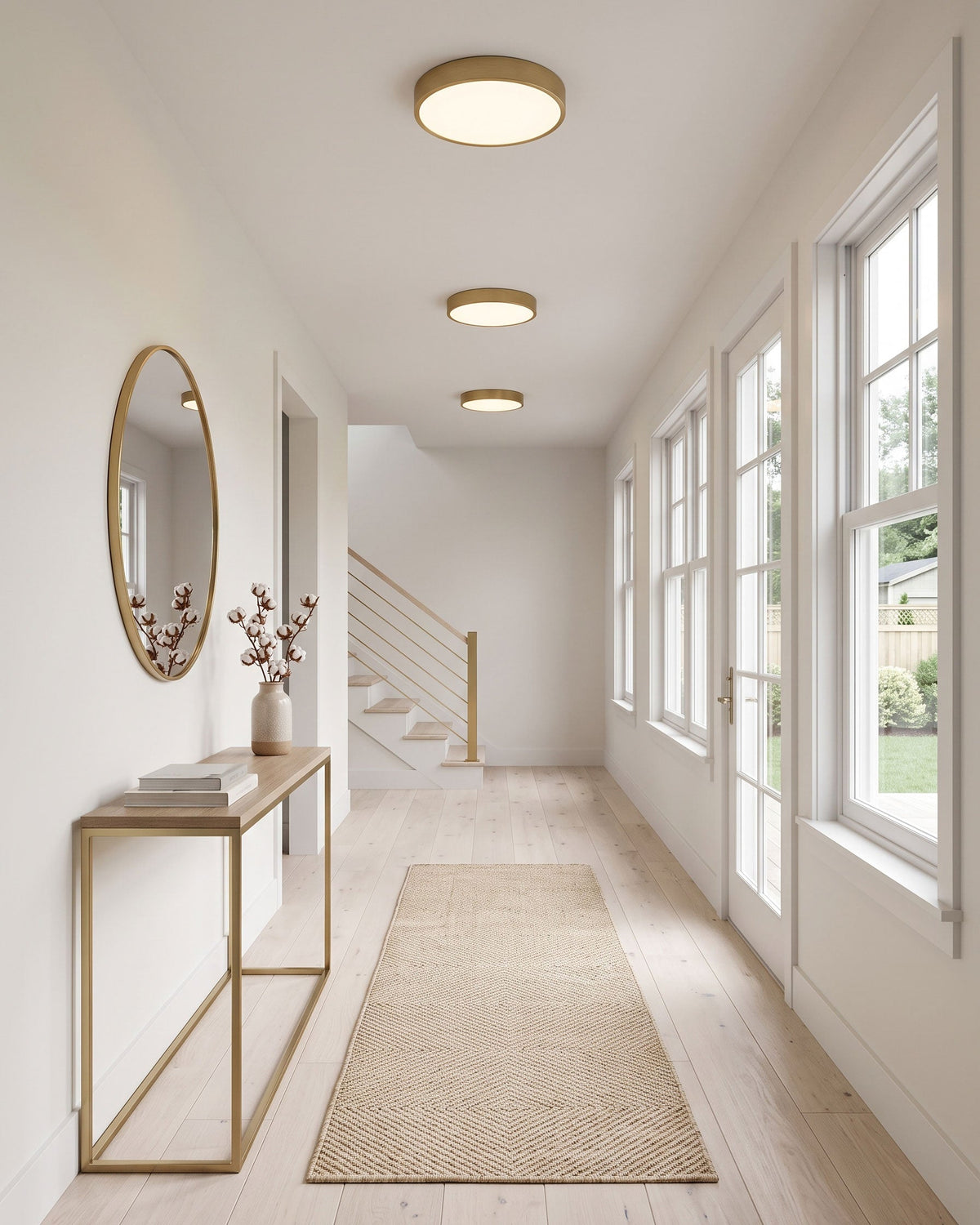 Plafón LED ultrafino de latón Aurino en un recibidor – imagen 11