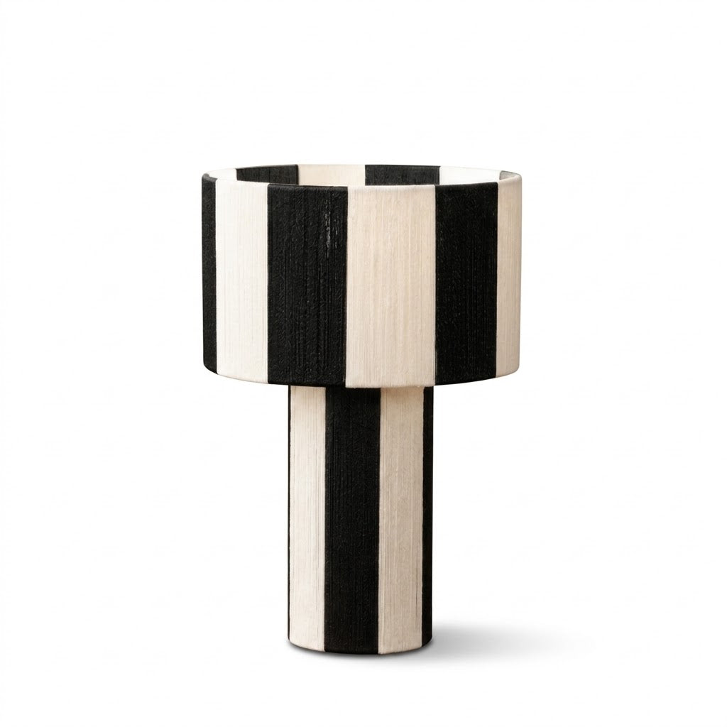 Lámpara de mesa a rayas Rayuna – color negro con rayas crema