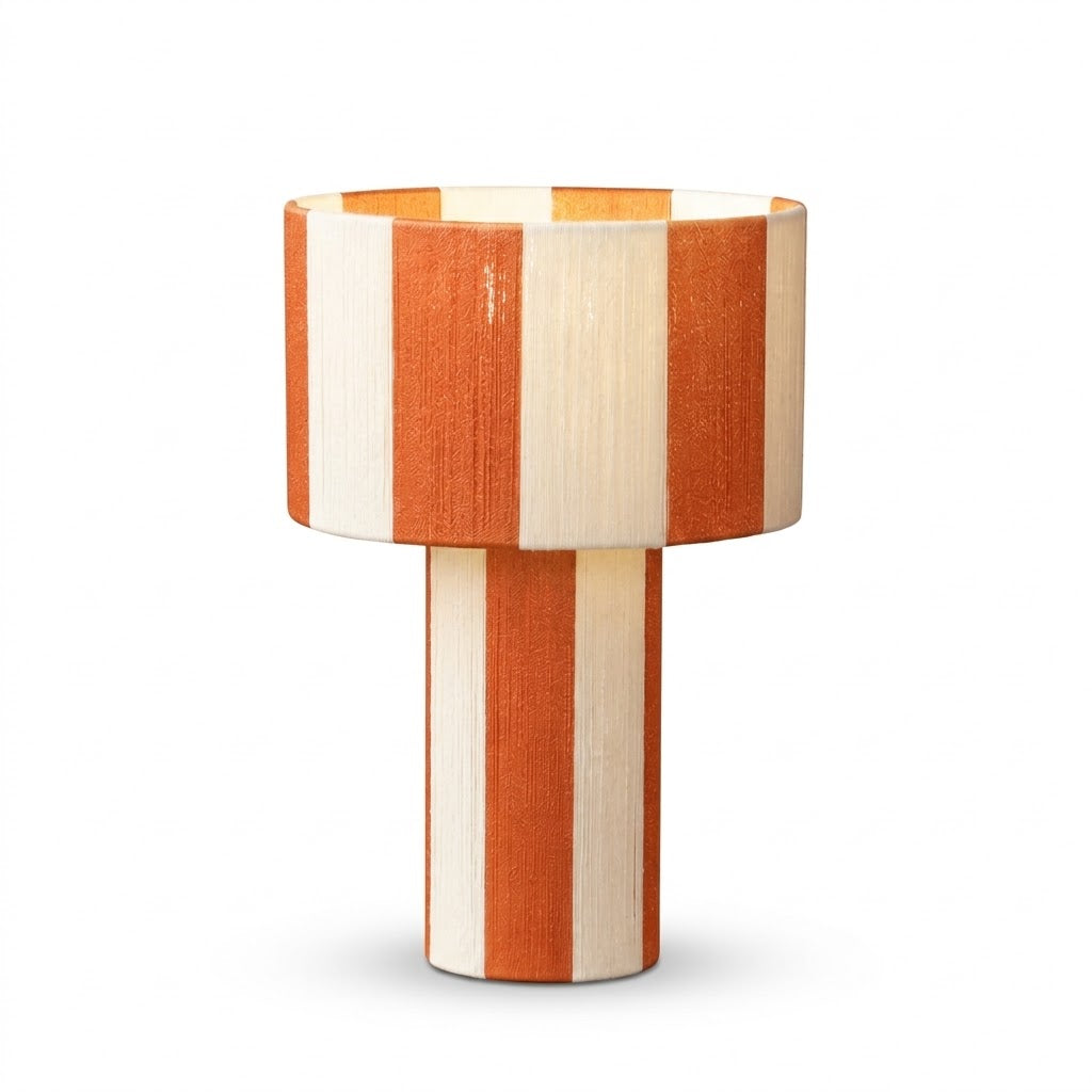 Lámpara de mesa a rayas Rayuna – color naranja con rayas crema