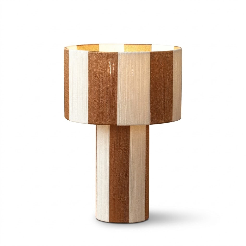 Lámpara de mesa a rayas Rayuna – color caramelo con rayas crema
