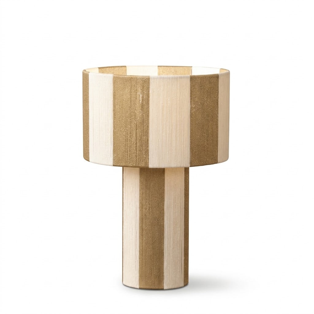 Lámpara de mesa a rayas Rayuna – color arena con rayas crema