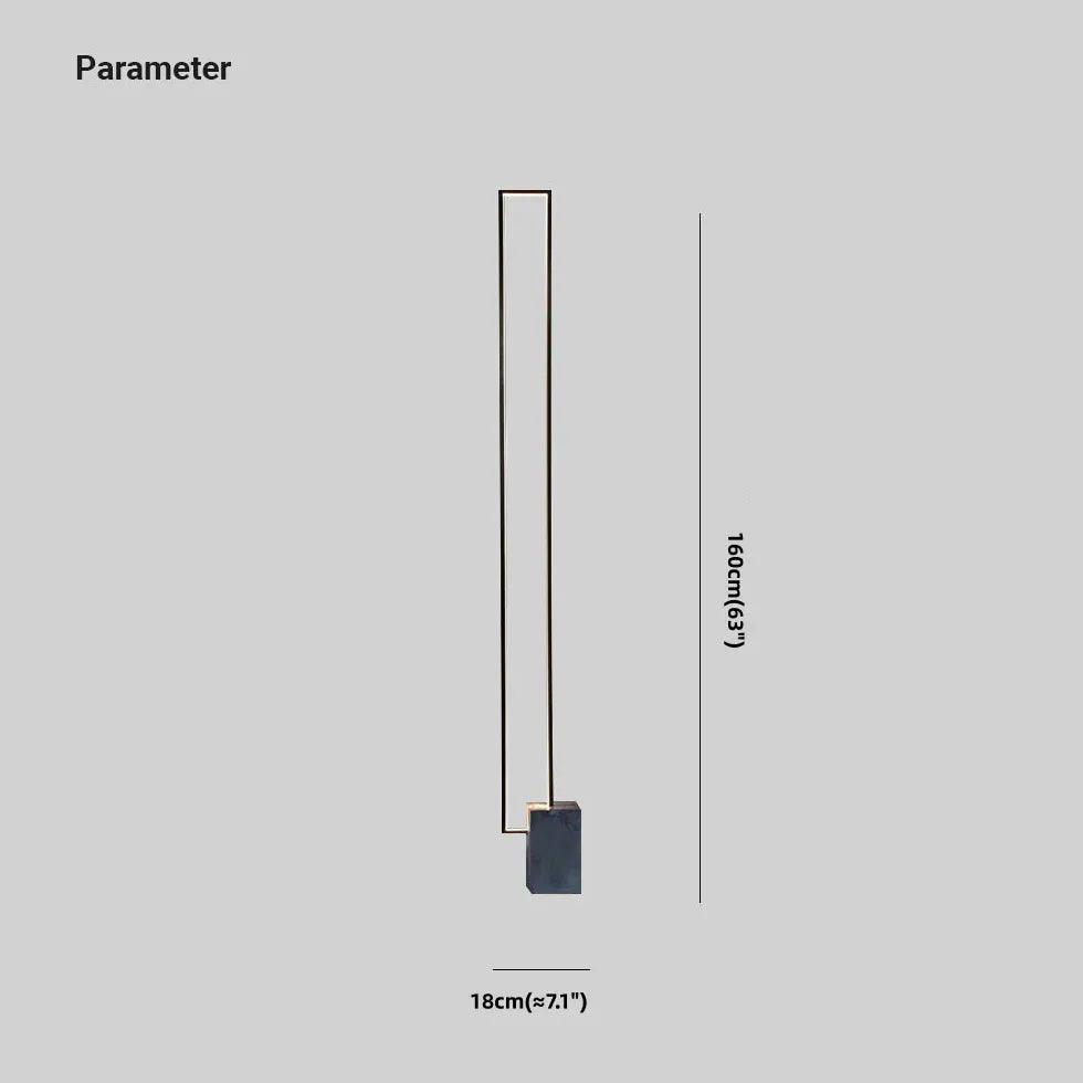 Lámpara de pie LED rectangular minimalista de metal negro Riela – esquema con las medidas