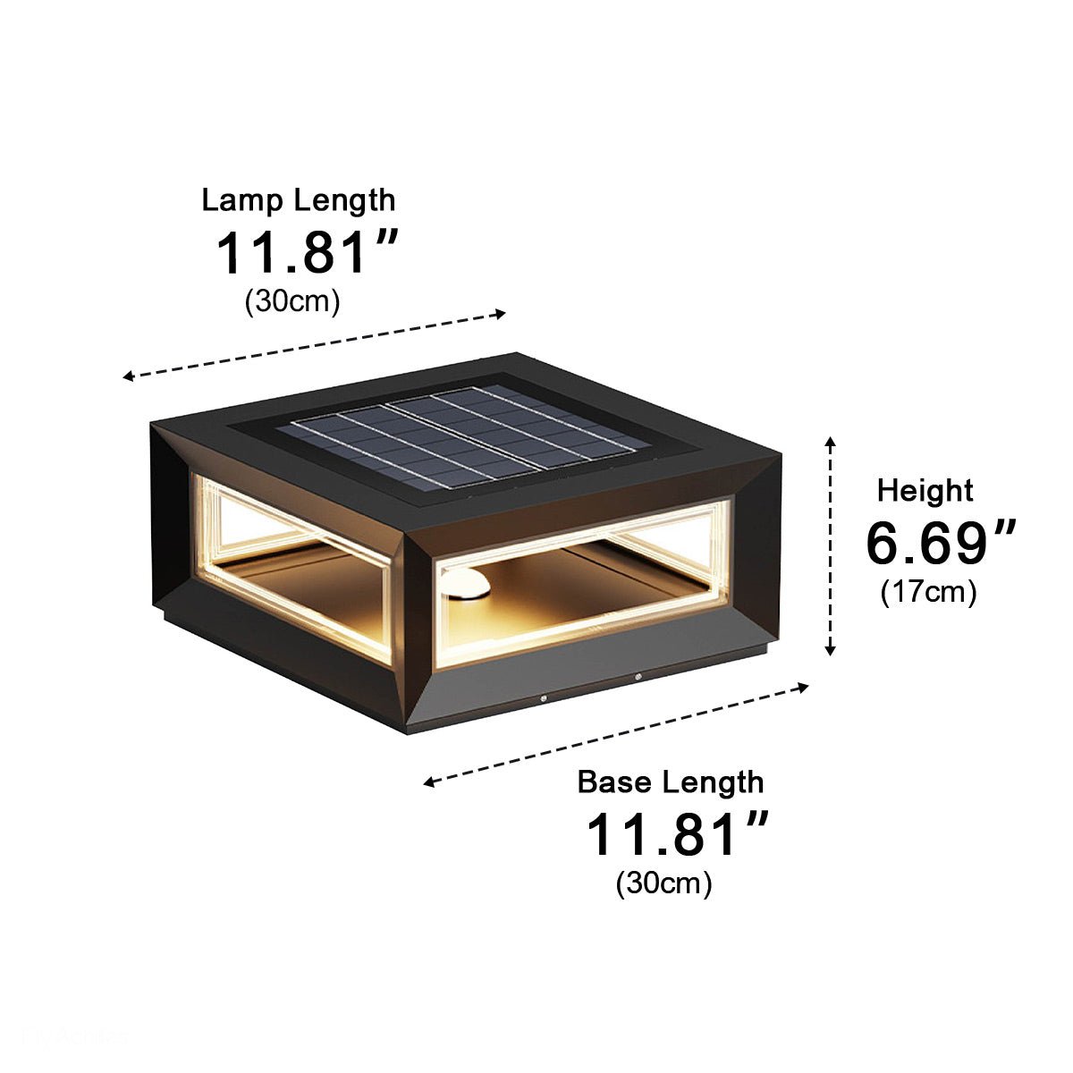 Lámpara de pilar exterior Ortesa – medidas del tamaño 30 cm