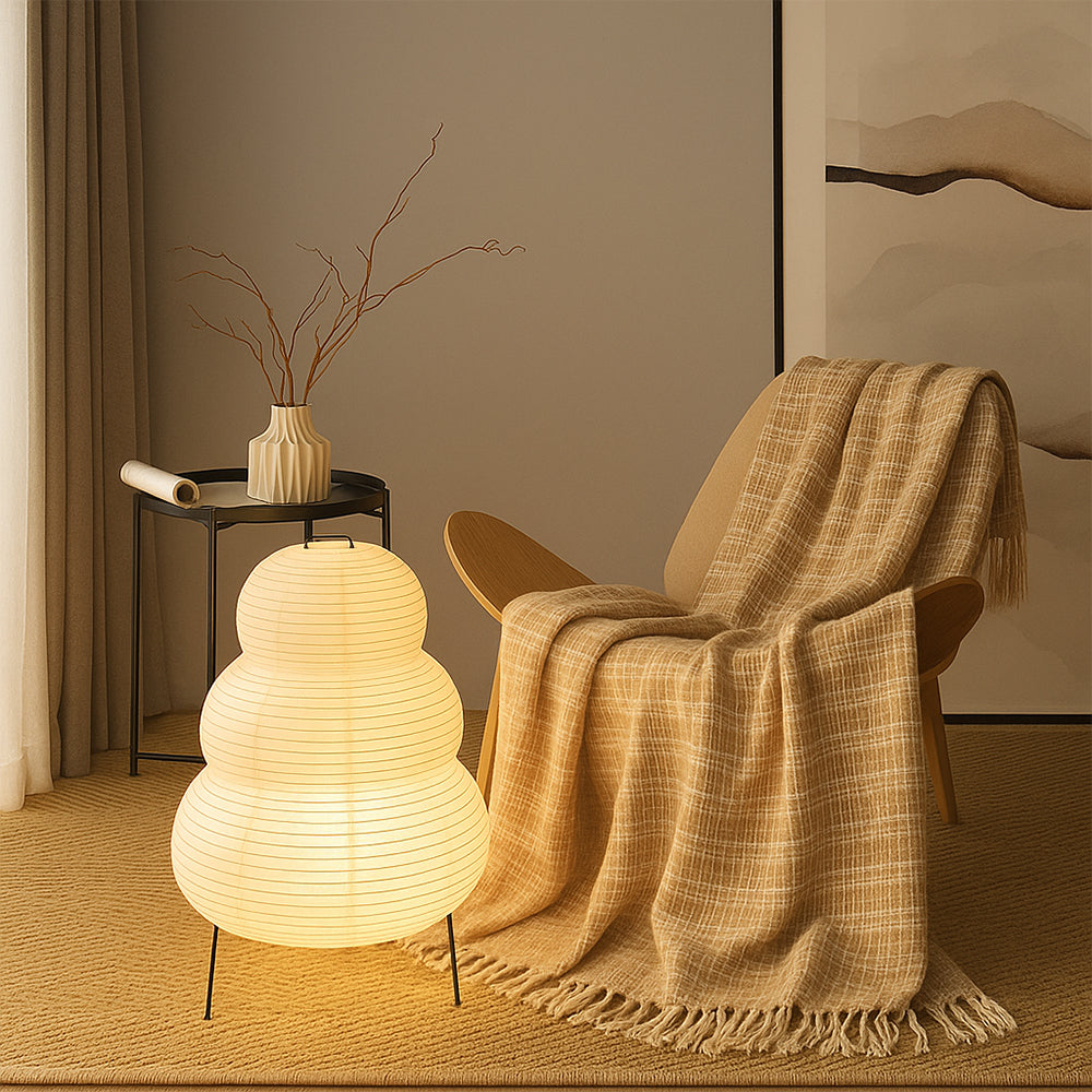 Lámpara de papel de arroz Cumela en un salón de estilo japonés – imagen 7